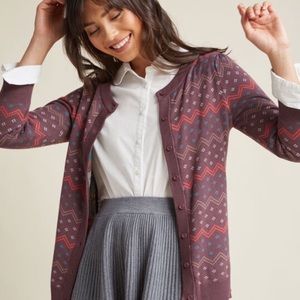 Modcloth Intarsia Chevron Striped Cardigan Sweater